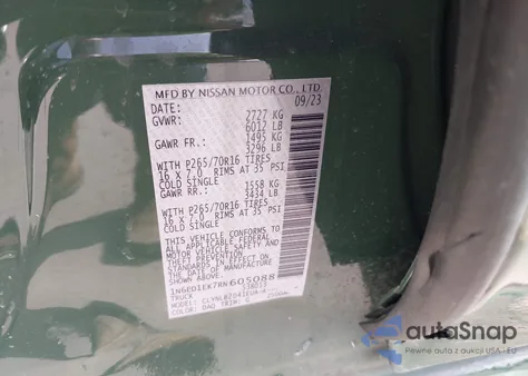 2024 Nissan Frontier Sv 4X4 z USA, uszkodzony, nr VIN 1N6ED1EK7RN605088